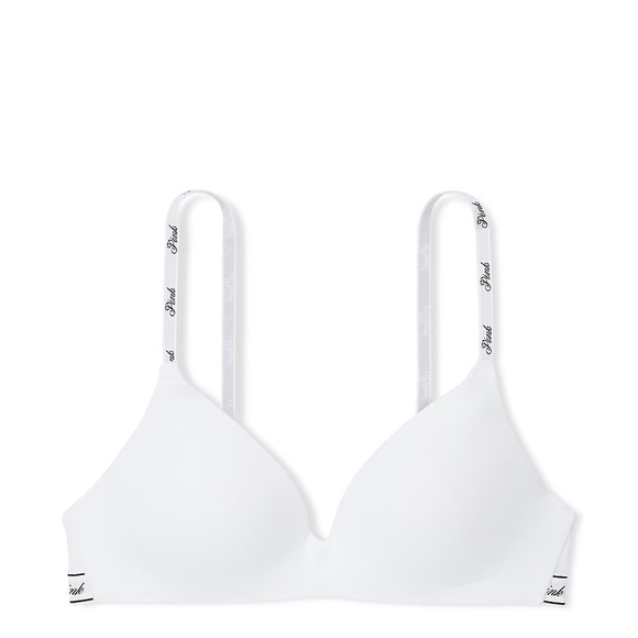 PINK Victoria's Secret Other - PINK Victoria's Secret White Wear Everywhere Push-up Seamless Bra w/ Logo Straps
